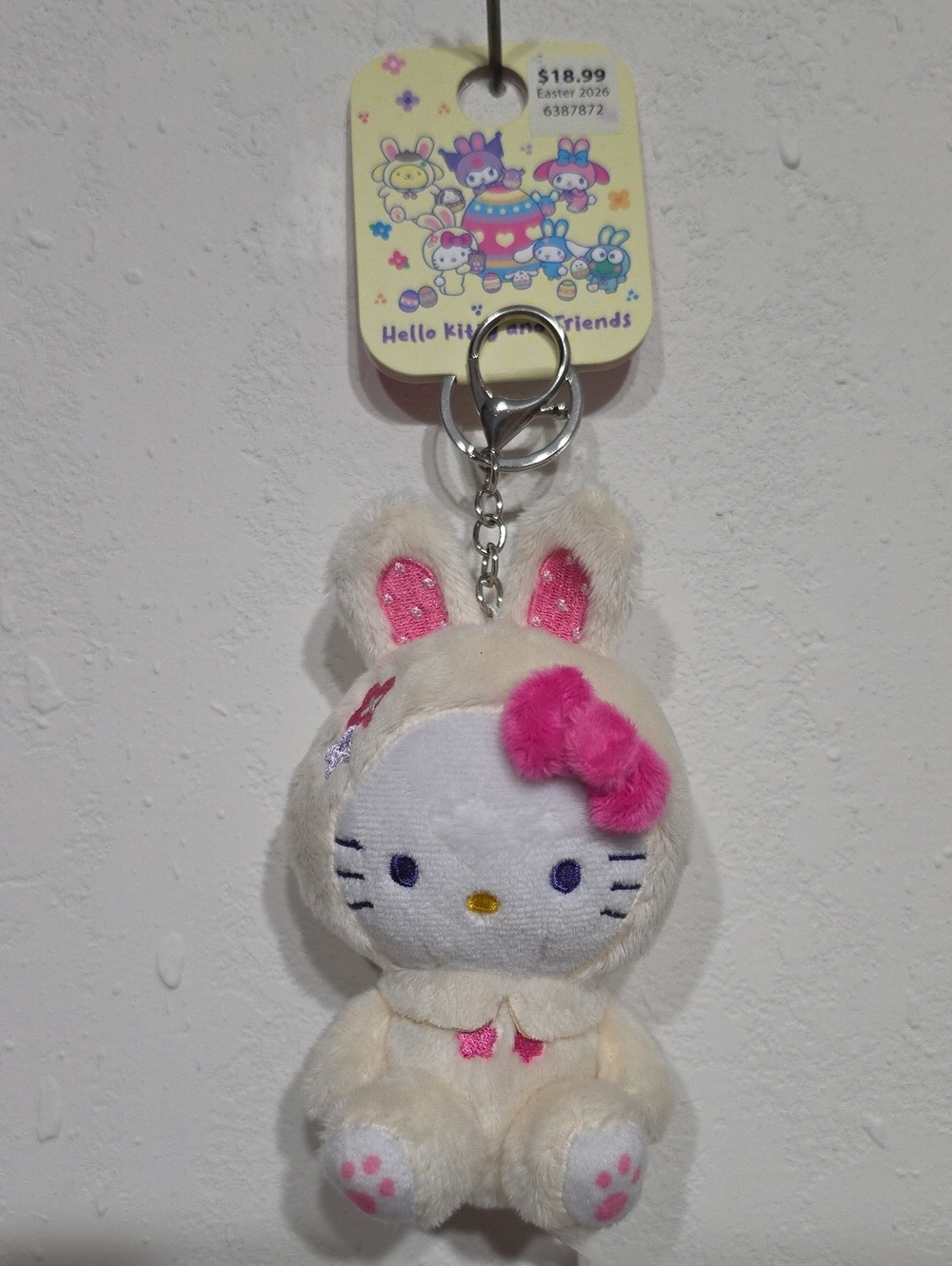 Hello Kitty Cream Bunny Keychain with Pink Accents